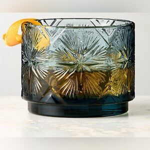 NWT CB2 Herald Smoky Blue Double Old-Fashioned Glass (2)